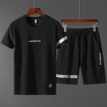 2 In 1 Men's Short Sleeve Shorts Set - Black