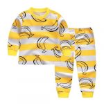 2Pcs BabyBoy/Girl Casual Long Sleeve Patchwork Clothes Sets-Banana Print
