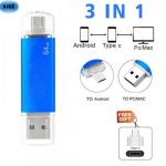 32 GB OTG 3 In 1 USB Flash Drive + Micro Usb+TypeC Blue