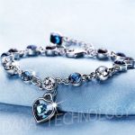 B009 Elegant Blue Diamond Bracelet For Ladies-Silver