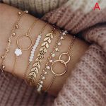 Bohemian Gold Tassel Bracelets For Women Boho Layered Hand Chain Bracelet Set