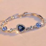 Bracelet Women Girl Crystal Heart Shaped Bangle Jewelry Gift