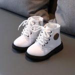 Children's High-top Solid Color Martin Short Boots-white