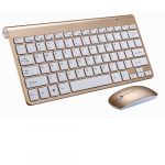 Mini Flat Keyboard Mouse Combo Quiet Wireless Set Golden