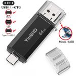 YingHD 3 In 1 64GB OTG USB Flash Drive For Type C PC Android Black