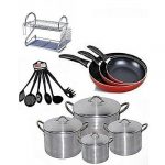 4pcs Of Aluminium Pot +16"Dish Rack