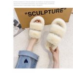 Indoor Women Fur Fluffy Soft Furry Slides Flats Heel Non Slip Ladies Luxury Design Footwear