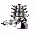 Quality Cookware Set 6 Pots, Kettle, Fry Pan - Multicolour