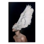 Abstract Feathered Woman Framed Wall Canvas (30x45cm)