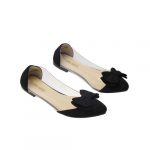 Fancy Transparent Bow Detail Ladies Flat Shoes - Black