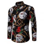 Men's African Style Chain Print Shirt On Sale Long Sleeve Causal