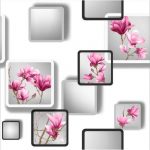 Tessuch 3D Floral Wallpaper - Pink And Grey