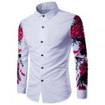 White Printed Rose Flower Men's Shirt M-3X Women