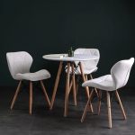 Round Beechwood Dining Table + 3 Sitting Leather Chairs